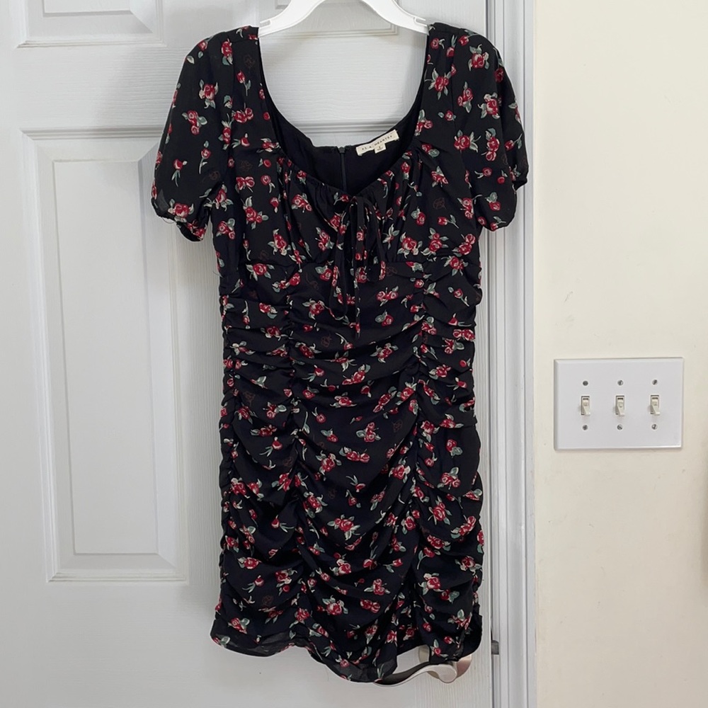 LA Hearts floral dress small black with red roses